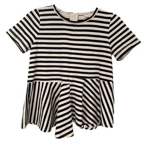 J. Crew Crewcuts Girls Short Sleeve Striped Peplum Blouse Size 8 Black & White